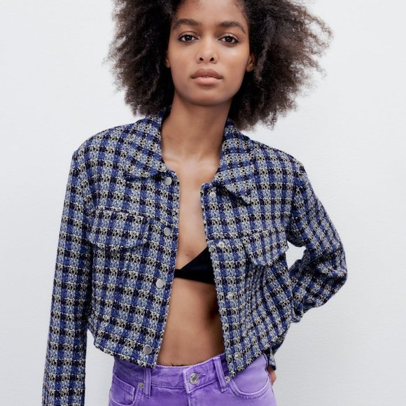 Zara Textured Cropped Jacket S - Picture 4 of 10